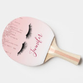 Moderne roze glitter-schijven en zwarte Eyelashes Tafeltennisbatje (Zijkant)