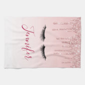 Moderne roze glitter-schijven en zwarte Eyelashes Theedoek (Horizontaal)