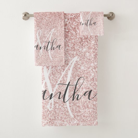 Moderne roze glitter Sparkles Persoonlijk Bad Handdoek (Insitu)