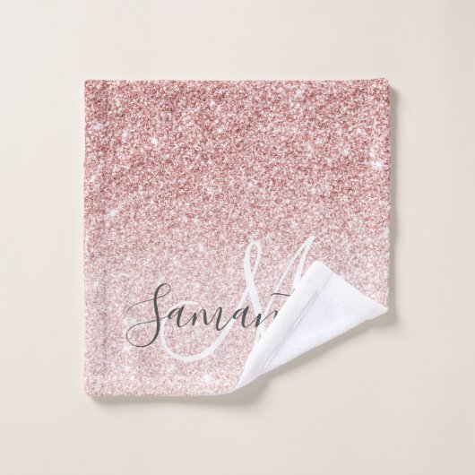 Moderne roze glitter Sparkles Persoonlijk Bad Handdoek (Wasdoekje)
