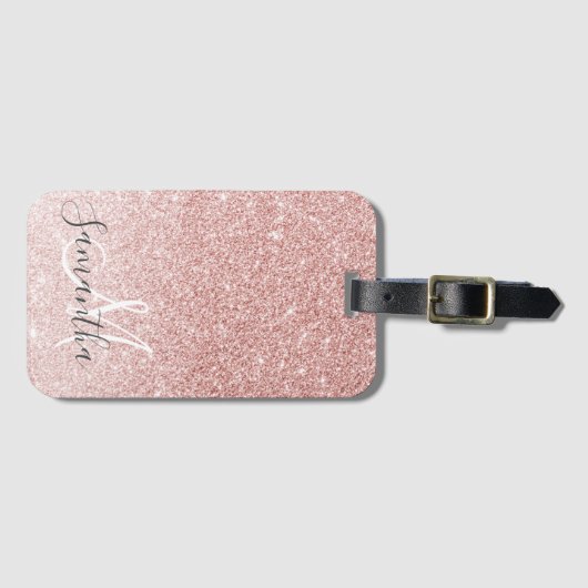 Moderne roze glitter Sparkles Persoonlijk Bagagelabel (Voorkant (horizontaal))