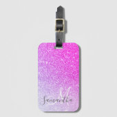 Moderne roze glitter Sparkles Persoonlijk Bagagelabel (Voorkant (verticaal))