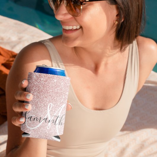 Moderne roze glitter Sparkles Persoonlijk Blikjeskoeler