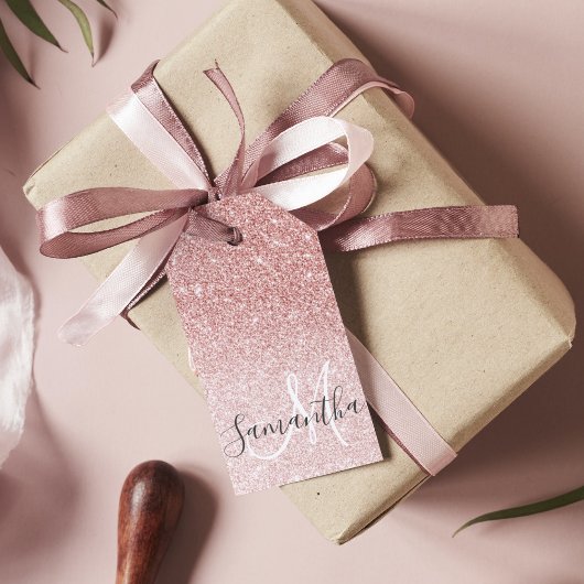 Moderne roze glitter Sparkles Persoonlijk Cadeaulabel