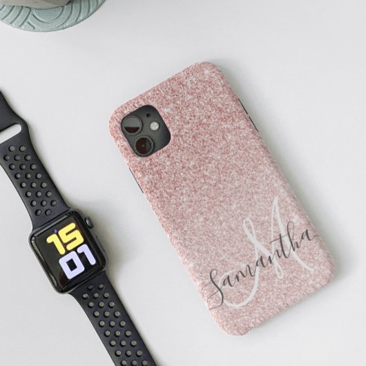 Moderne roze glitter Sparkles Persoonlijk Case-Mate iPhone Case