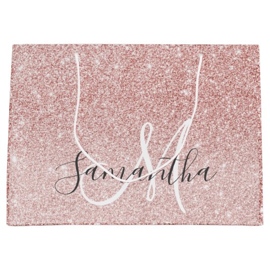 Moderne roze glitter Sparkles Persoonlijk Groot Cadeauzakje (Voorkant)