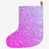 Moderne roze glitter Sparkles Persoonlijk Grote Kerstsok (Achterkant)