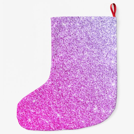 Moderne roze glitter Sparkles Persoonlijk Grote Kerstsok (Achterkant)