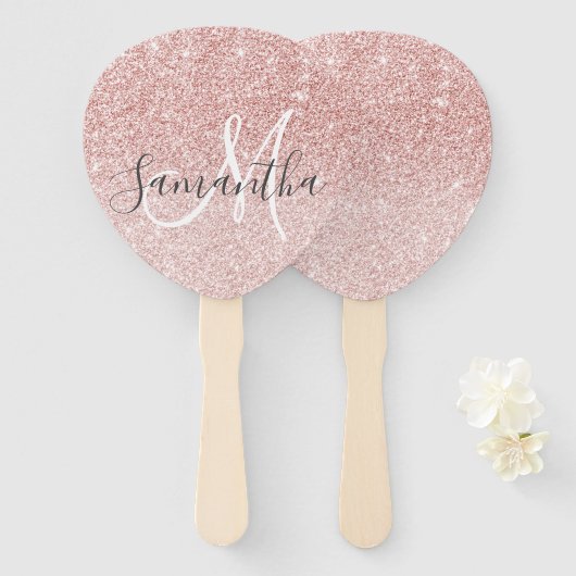 Moderne roze glitter Sparkles Persoonlijk Handwaaier (Voorkant en achterkant)