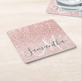 Moderne roze glitter Sparkles Persoonlijk Kartonnen Onderzetters (Schuin)