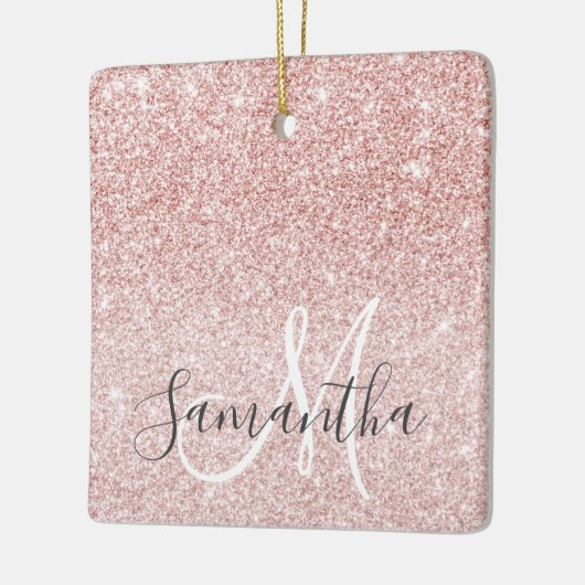 Moderne roze glitter Sparkles Persoonlijk Keramisch Ornament (Links)