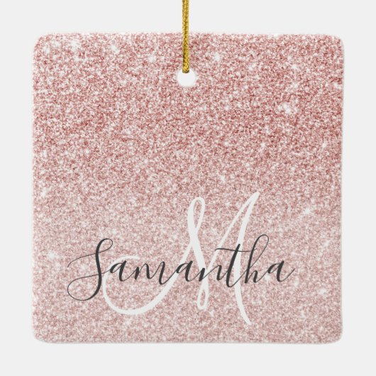 Moderne roze glitter Sparkles Persoonlijk Keramisch Ornament (Achterkant)