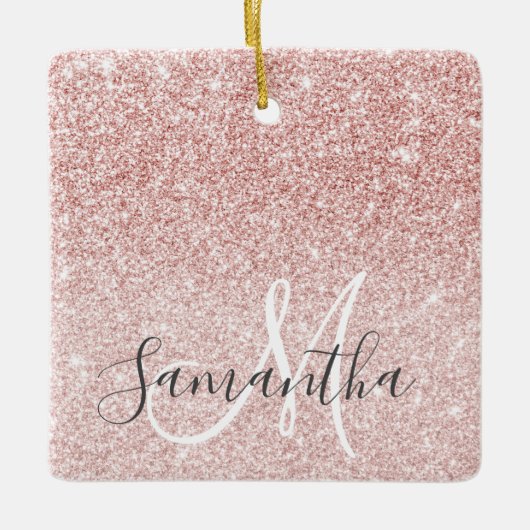 Moderne roze glitter Sparkles Persoonlijk Keramisch Ornament (Voorkant)