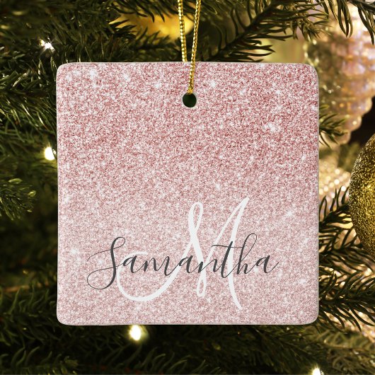 Moderne roze glitter Sparkles Persoonlijk Keramisch Ornament