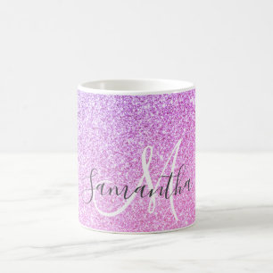 Moderne roze glitter Sparkles Persoonlijk Koffiemok
