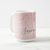 Moderne roze glitter Sparkles Persoonlijk Koffiemok (Voorkant links)