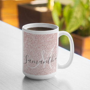 Moderne roze glitter Sparkles Persoonlijk Koffiemok