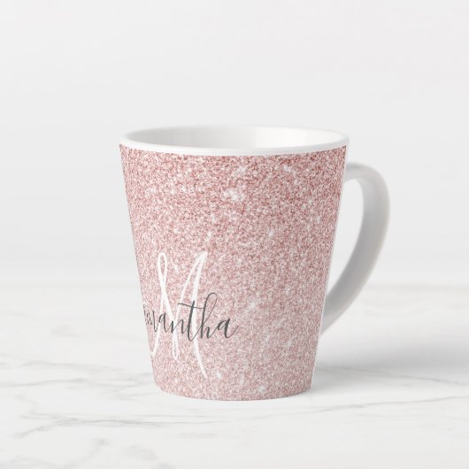 Moderne roze glitter Sparkles Persoonlijk Latte Mok (Rechterhoek)