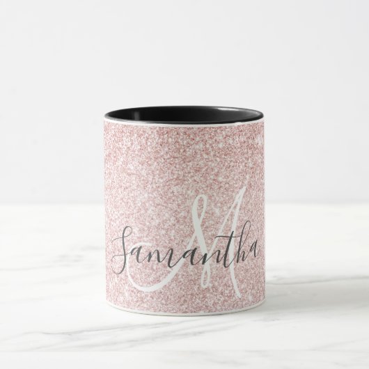 Moderne roze glitter Sparkles Persoonlijk Mok (Midden)