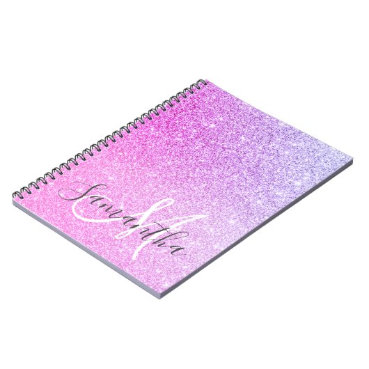 Moderne roze glitter Sparkles Persoonlijk Notitieboek (Linkerzijde)