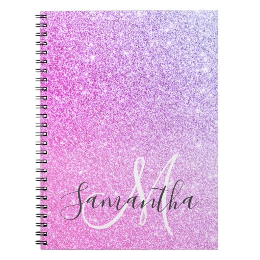 Moderne roze glitter Sparkles Persoonlijk Notitieboek (Voorkant)