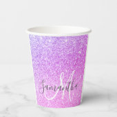 Moderne roze glitter Sparkles Persoonlijk Papieren Bekers (Achterkant)