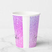 Moderne roze glitter Sparkles Persoonlijk Papieren Bekers (Rechts)
