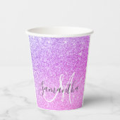 Moderne roze glitter Sparkles Persoonlijk Papieren Bekers (Voorkant)