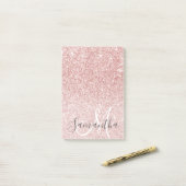 Moderne roze glitter Sparkles Persoonlijk Post-it® Notes (Op bureau)