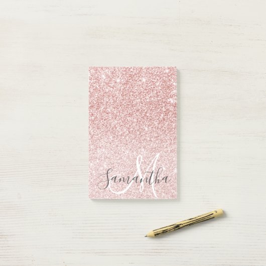 Moderne roze glitter Sparkles Persoonlijk Post-it® Notes (Op bureau)