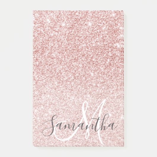 Moderne roze glitter Sparkles Persoonlijk Post-it® Notes (Voorkant)