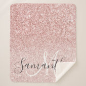 Moderne roze glitter Sparkles Persoonlijk Sherpa Deken (Voorkant)