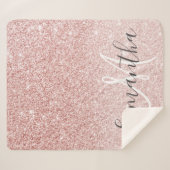 Moderne roze glitter Sparkles Persoonlijk Sherpa Deken (Voorkant (horizontaal))