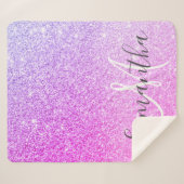 Moderne roze glitter Sparkles Persoonlijk Sherpa Deken (Voorkant (horizontaal))