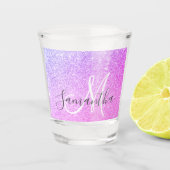 Moderne roze glitter Sparkles Persoonlijk Shot Glas (Voorkant)