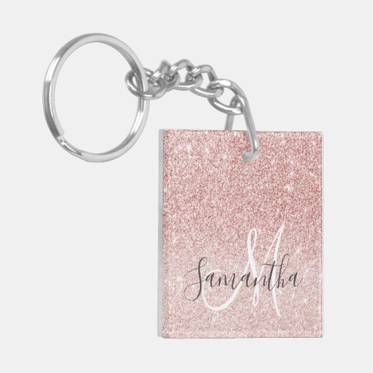 Moderne roze glitter Sparkles Persoonlijk Sleutelhanger (Voorkant Links)