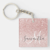 Moderne roze glitter Sparkles Persoonlijk Sleutelhanger (Voorkant)