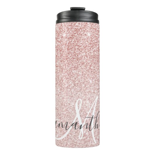 Moderne roze glitter Sparkles Persoonlijk Thermosbeker (Voorkant)