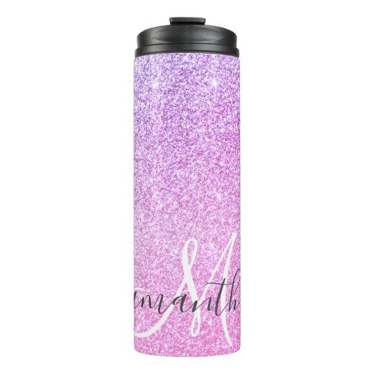 Moderne roze glitter Sparkles Persoonlijk Thermosbeker (Voorkant)