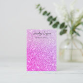 Moderne Roze Glitter Sparkles Verdienende Houder Visitekaartje (Staand voorkant)