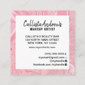 Moderne Roze Glitter Vloeibare Marmeren Nail Tech Vierkante Visitekaartje (Achterkant)