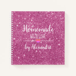 Moderne roze glitter Zelfgemaakt met liefde Notebo Notitieboek