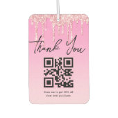 Moderne roze glitters Bedankt Zakelijke QR-code Luchtverfrisser (Voorkant)