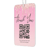 Moderne roze glitters Bedankt Zakelijke QR-code Luchtverfrisser (Links)