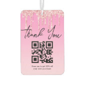 Moderne roze glitters Bedankt Zakelijke QR-code Luchtverfrisser (Achterkant)