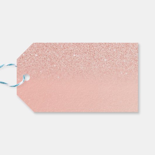 Moderne roze glitters glans monogram naam cadeaulabel (Achterkant Horizontaal)