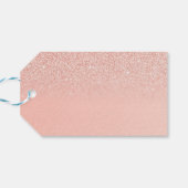 Moderne roze glitters glanzende monogram naam cadeaulabel (Achterkant Horizontaal)