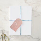 Moderne roze glitters glanzende monogram naam cadeaulabel (Met Touw)