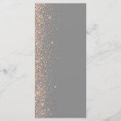 Moderne roze glitters grijs bruiloft menu (Achterkant)