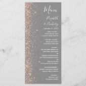 Moderne roze glitters grijs bruiloft menu (Voorkant)